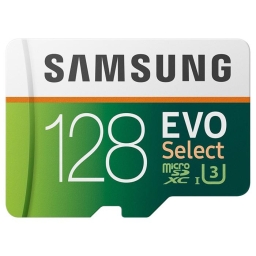 Карта памяти Samsung 128 GB microSDXC Class 10 UHS-I U3 EVO Select + SD Adapter MB-ME128GA