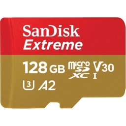 Карта памяти SanDisk 128 GB microSDXC UHS-I U3 Extreme A2 + SD Adapter SDSQXA1-128G-GN6MA